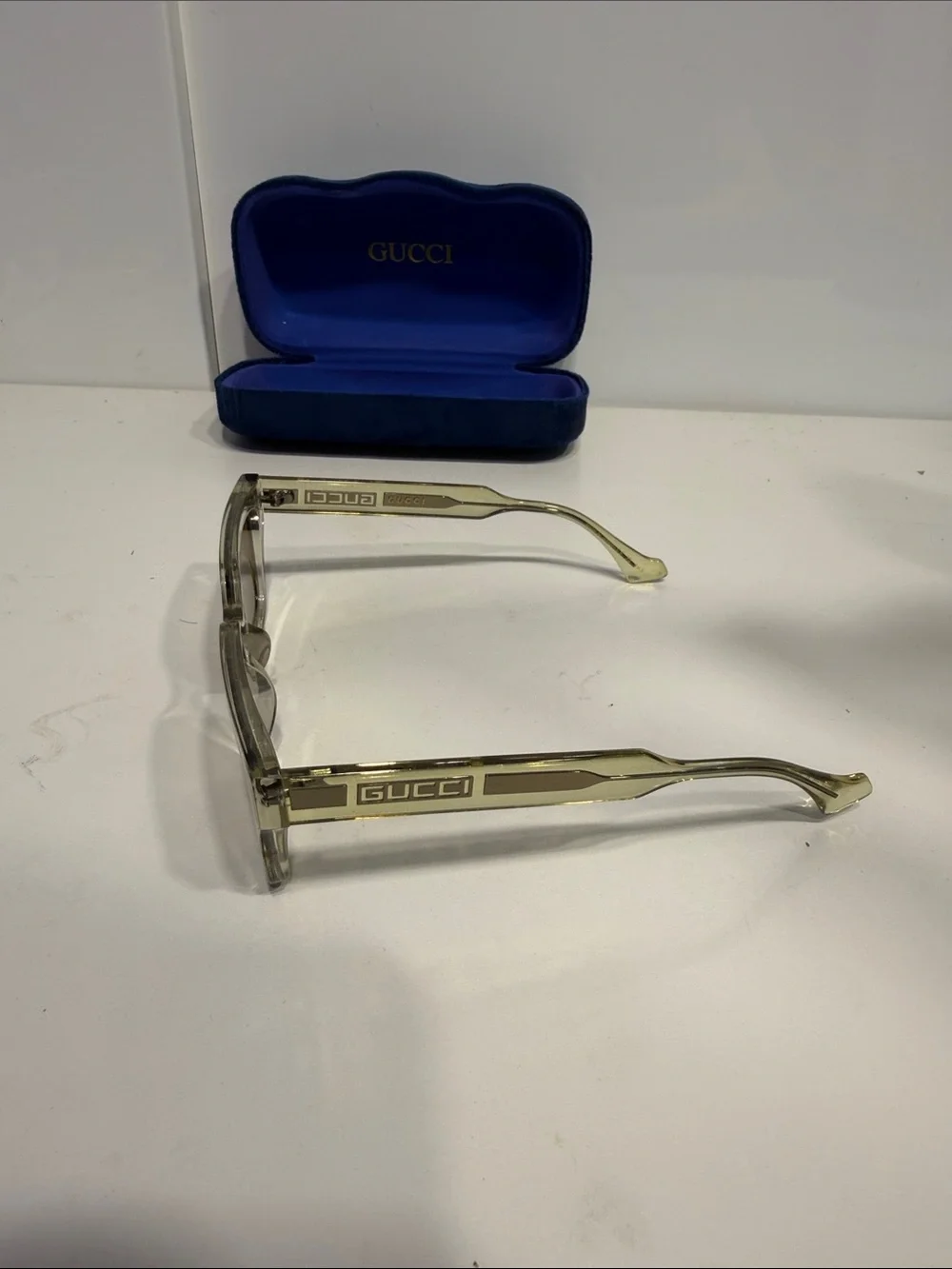 Gucci Men's Translucent Beige Frame Sunglasses GG
